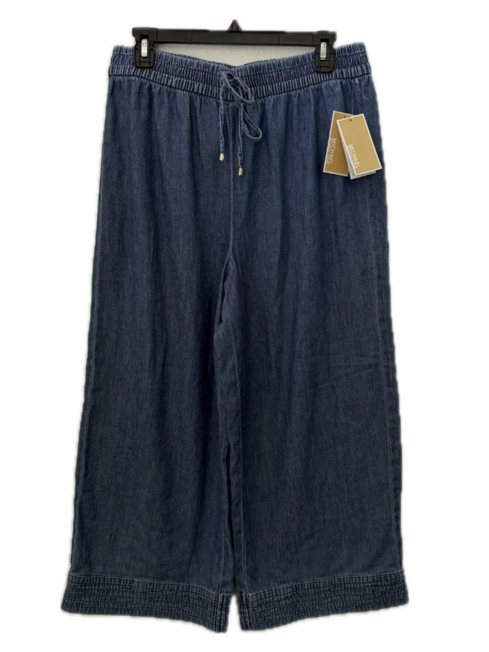 MICHAEL KORS WOMEN 8 WIDE-LEG MEDIUM DENIM PANTS DRAWSTRING ELASTIC WAIST NWT